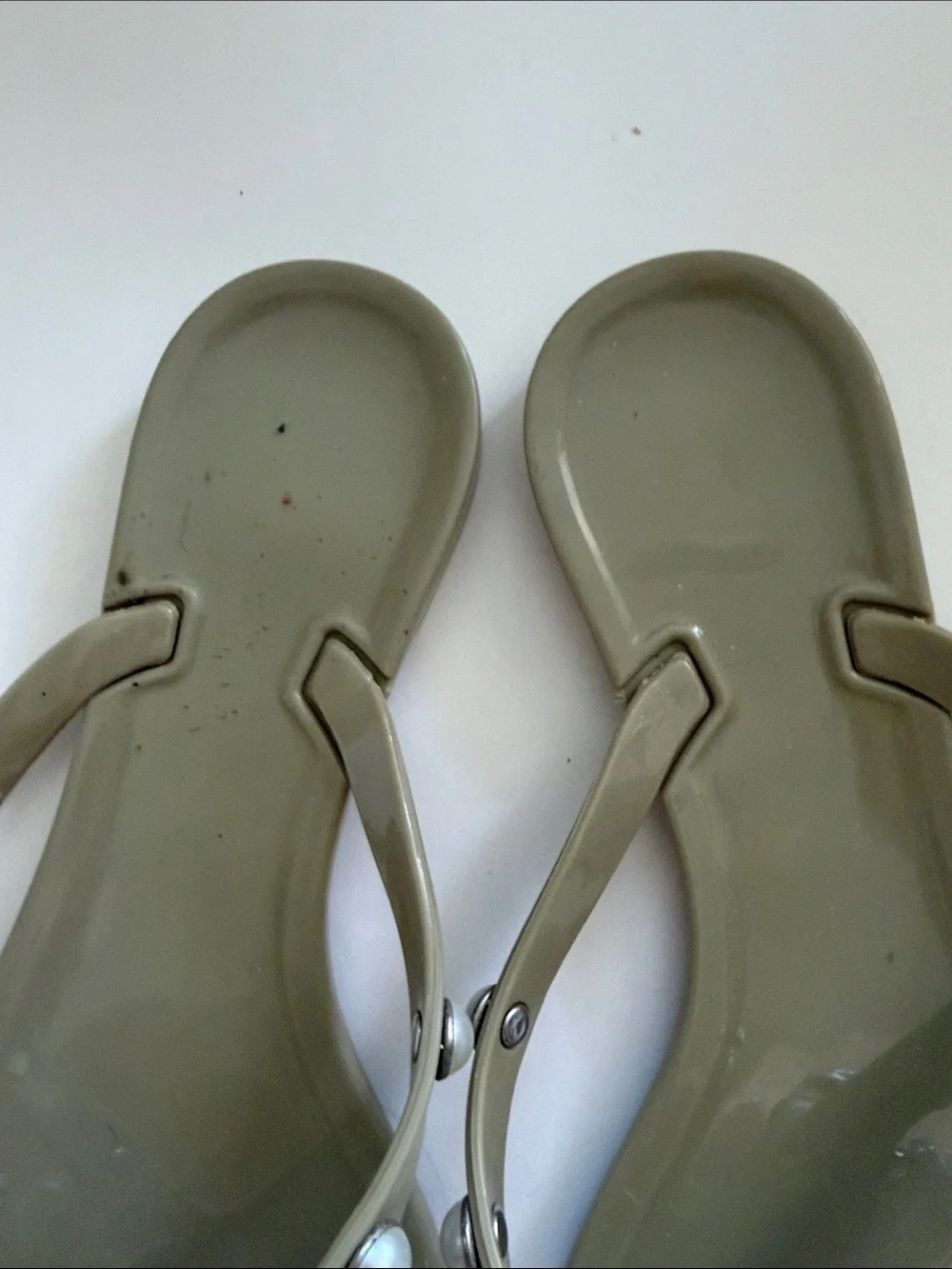 Jelly Flip Flops Sandals with Faux Pearls Bow Design size 36